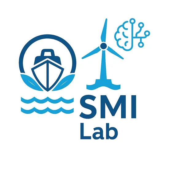 SMI Lab logo: a ship, an offshore wind turbine, and a circuit-brain motif above stylised waves